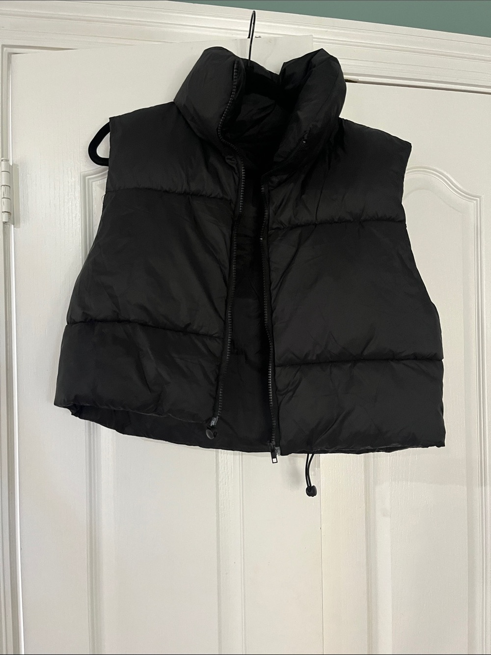 Black Puffer Vest with High Collar